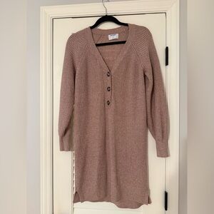 Old Navy Taupe Ribbed Knit Dress
